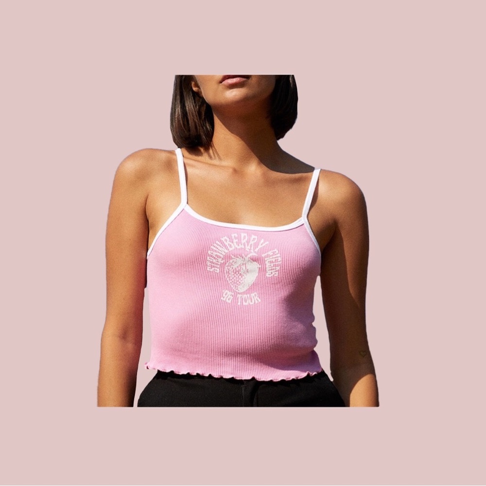 Brandy Melville Pink Strawberry Tank Top